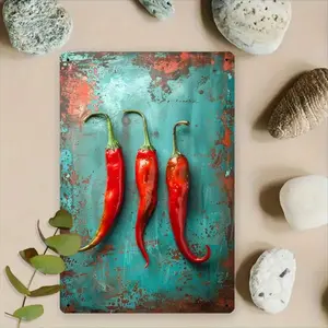 2D Flat, 8x12 Inch Rustic Red Pepper Art Vintage Wall Decor - 2D Printed Metal Iron Sign -  Hanging Sign Decoration for Kitchen, Dining Room, Porch, Perfect for Room Decor