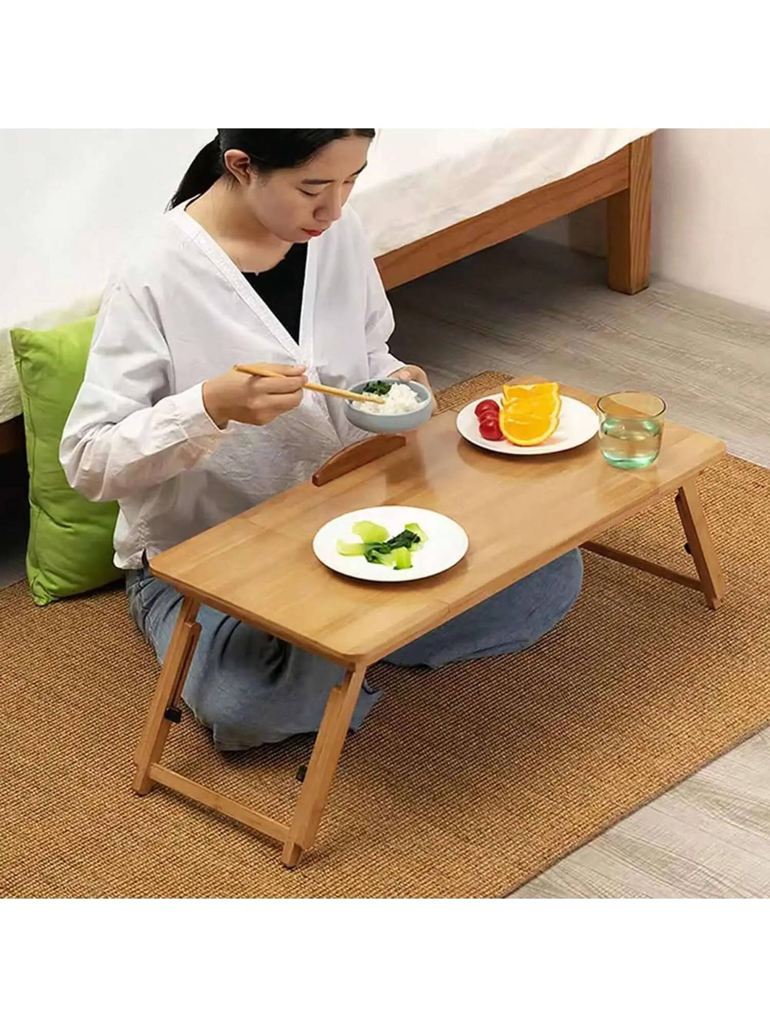 Bamboo Lap Desk With 4 Adjustable Gears, Bed Table Tray For Laptop With Tilting Top, Adjustable Laptop Bed Tray Table For Sofa Floor, Ideal For Eating Writing Working Home Bamboo Laptop Tray - Height & Angle Adjustable Fold