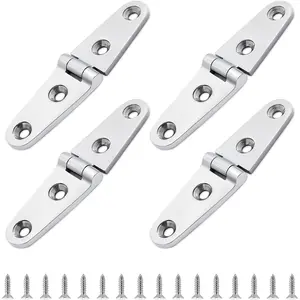 316 Stainless Steel Boat Hatch Hinges,4inchx 1inch (103 X 27 mm) Polished Marine Hinge,Marine Boat Hatch Heavy Duty Hinges with Screws,for Boats, Yachts, Doors, Deck,Windows, Cabinets (4 Pack)