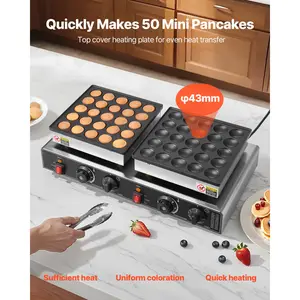 VEVOR 50pcs Mini Dutch Pancake Machine Commercial Doraki Pancake Oven Non-Stick 1800W