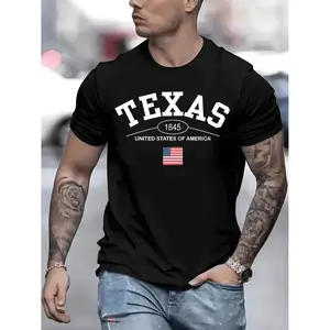Texas Graphic Mens Short Sleeve T Shirt Navy Blue With   Texas Print American   Comfortable Cotton Tee For Summer Casual Loose     Casual Attire Navy Blue -1