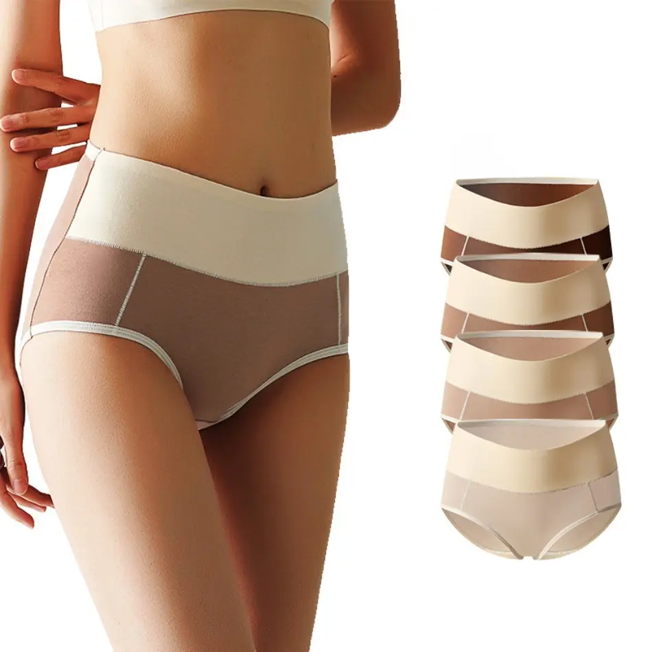 Women's High-Waisted Cotton Panties 4-Pack, Soft Tummy Control Briefs with No-Roll Waistband and Comfort Stretch, Panty, Pack Of Four