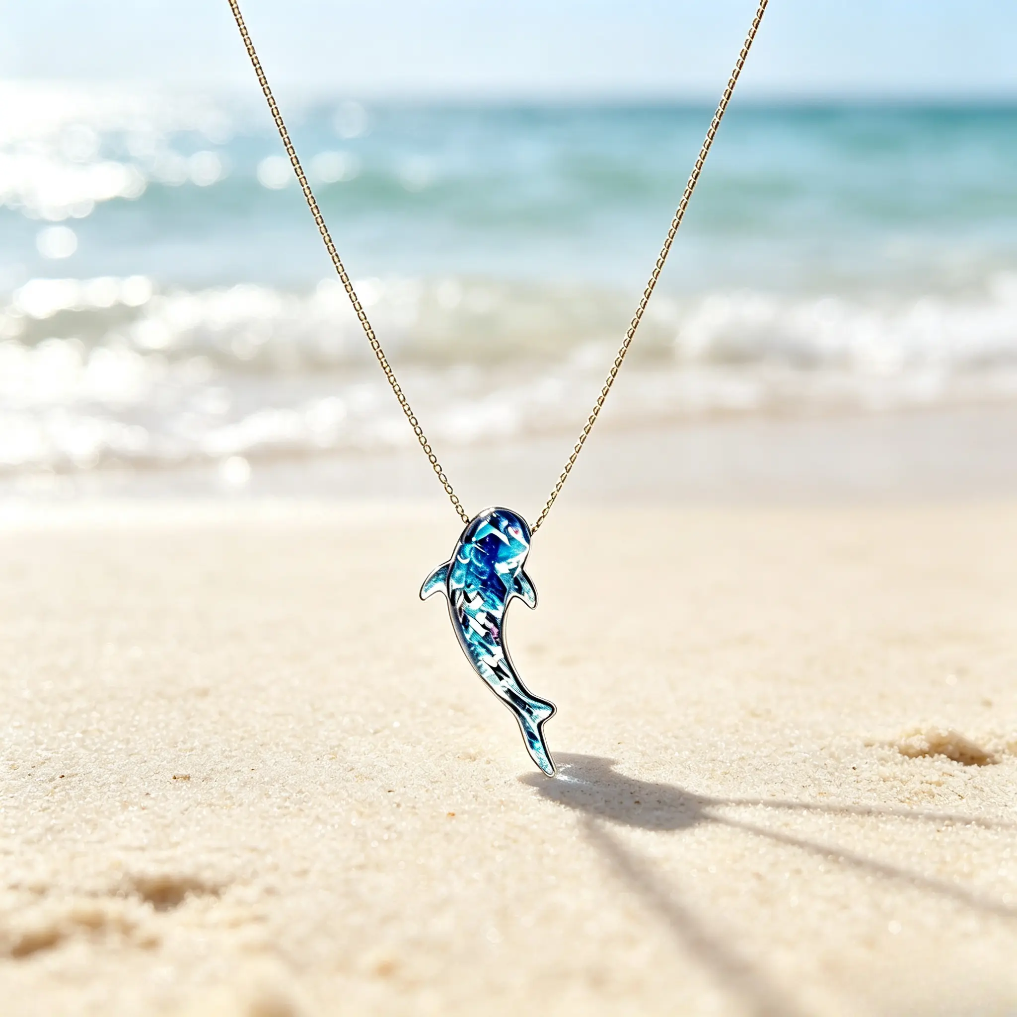 Women's Blue Whale Shark Pendant Necklace - Dainty Ocean-Inspired Collarbone Chain, Elegant Beach Jewelry Gift