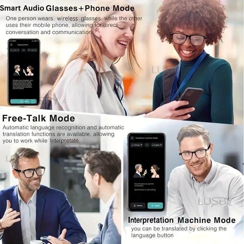 AI Interpretation Smart Glasses,160 Languages, Chat GPT,Audio Glasses for Men And Women,Microphone And Speaker, HD Voice Calls And HIFI Music Quality,Hands-Free Calling,Color Changing Lens, Suitable for  Riding,Driving,Travel,Easter gift