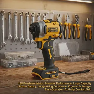 DEWALT 205NM Brushless Cordless Rechargeable Impact Drill, 20V Battery-Powered Wireless Power Tool, Wireless Power Tools