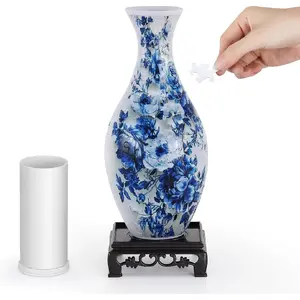 wowsome 3D Puzzle Vase for Adults,Puzzle Planter Pot for Women,3D Art Jar Puzzles for House Flowers Arrangements and Home Decoration (Peony)