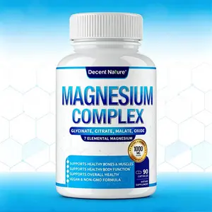8-in-1 Elemental Magnesium Complex Supplement 1200mg – Magnesium Glycinate, Citrate, Malate, Taurate, Lactate, Orotate, Aspartate, Bisglycinate Non-GMO 90 Capsules