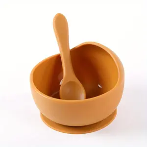 1 set of 2 silicone bowls, children's bowl, silicone suction cup, bowl and spoon set, tableware, anti-drop complementary food training bowl, children's bowl, silicone straw, bowl and spoon set, tableware, integrated portable and non-slip.