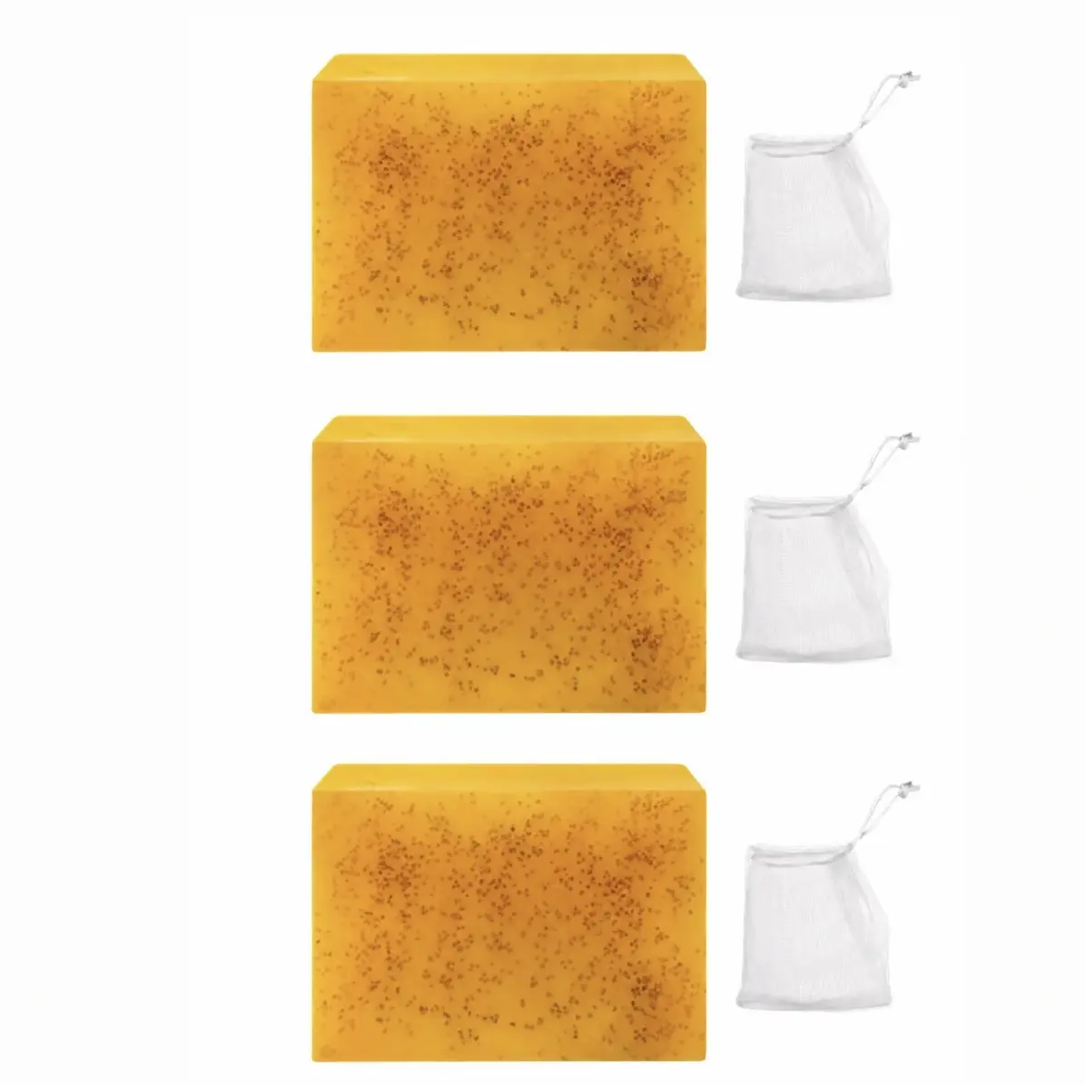 Turmeric Bar Soap with Lemon & KojicAcid - Gentle Moisturizer Cleanser for Sensitive Skin, Multi-Pack Bath & Body Care Cleansing Bar with Bubble Net for Summer Acne Facial Daily Use