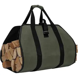 Wood Stove Accessories Firewood Carrier Wood Carrier for Firewood Holder BBQ Accessories Log Tote Bag Fire Wood Log Carrier for Firewood Carriers with Handles Waxed Canvas Firewood Log Carrier