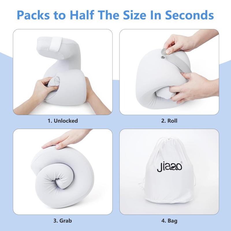 Jiaao Travel Pillow - Memory Foam Neck Pillow for Airplane, Car & Home - Comfortable & Supportive