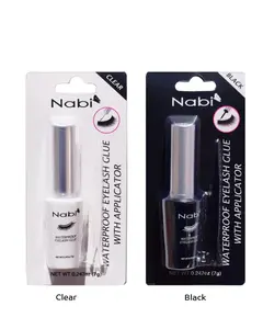 [Nabi] Waterproof Eyelash Glue with Applicator - Strong Long Lasting Adhesive for False Lashes - Clear or Black Options - Gentle on Skin & Easy Removal - 0.247oz