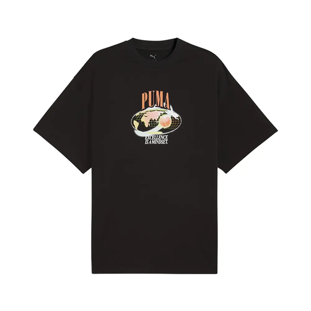 PUMA Mens Hoop Dreamz Oversized Crew Neck Short Sleeve Casual Tops Casual - Black