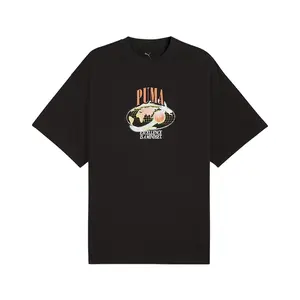 PUMA Mens Hoop Dreamz Oversized Crew Neck Short Sleeve Casual Tops Casual - Black