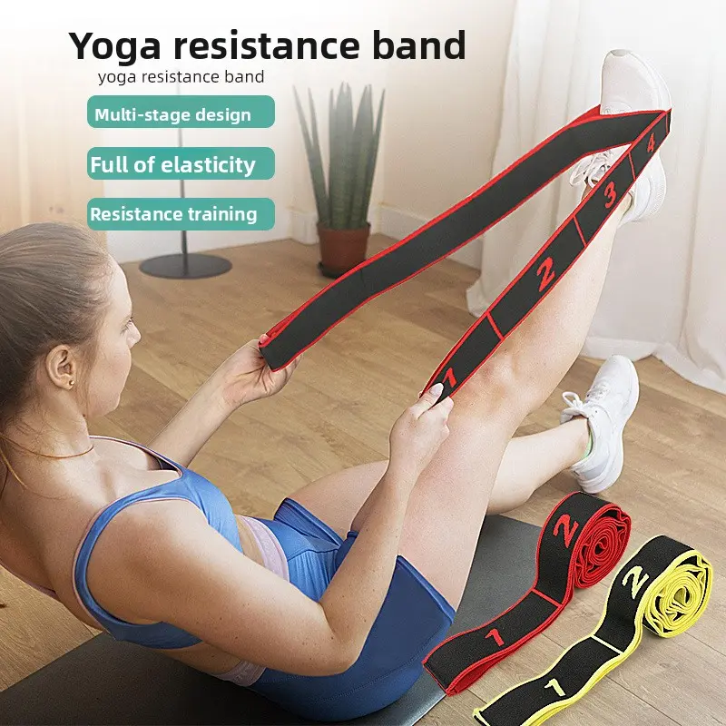 Yoga Stretch Strap with Loops, 8‑Adjustable Segments Fitness Resistance Band for Physical Exercise, Back & Leg Training, Home Gym Workout Accessory