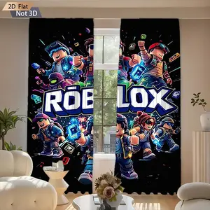 2pc Roblox Player Delight Curtains, Dynamic Atmosphere Living Room Bedroom Balcony Kitchen Shower Window Coverage Decor, Fashion Home Decoration