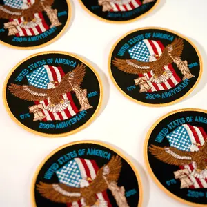 USA 250th Anniversary Embroidered Patch, American Flag Eagle, Iron On Sew On, USA 250th Anniversary America Patches Embroidered, Sew on Iron on Velcro, 4 inch Patch, 250th Years American Flag