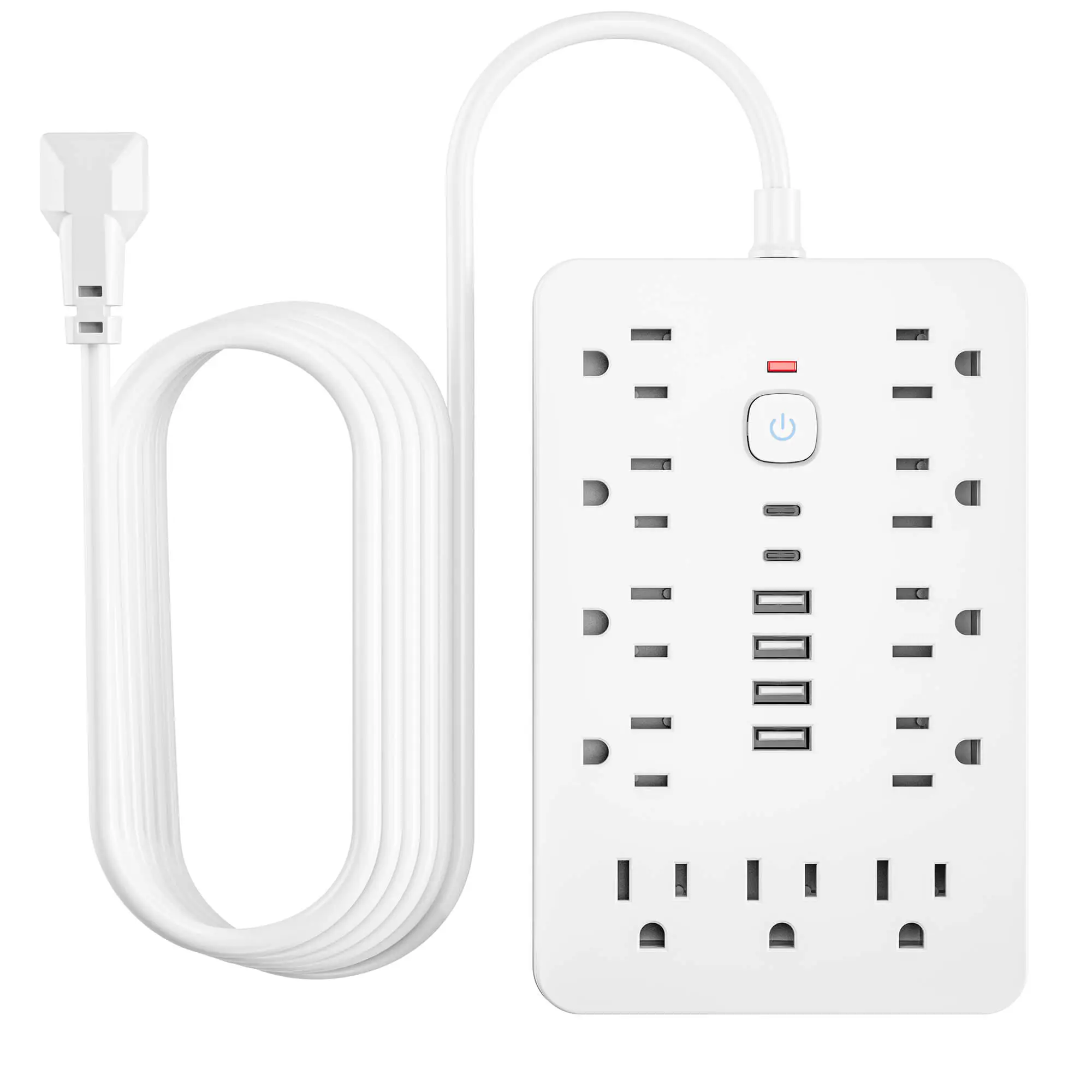 17-in-1 Surge Protected Power Strip Built In Cable, 1 Count Wall Mountable Desktop Charging Station with 4 USB & 2 Type-C Ports, Suitable for Home, Of