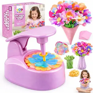 TOY Life DIY Flower Bouquet Making Kit for Girls Ages 4-8 – Fabric Flower Craft Kit with Flower Press Maker, Vase & Bouquet Accessories, Creative Arts and Crafts Gift for Kids