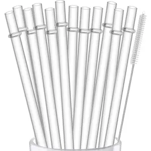 12-Pack  Plastic Clear Straws, 13 inch Extra Long Tumbler Straws for  Cups, 1 Gallon, 64 oz 40 oz 32 oz Water Bottles, Plus Cleaning Brush