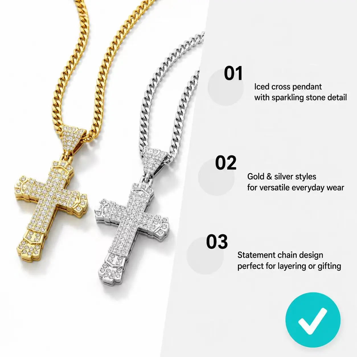 14K Real Gold-Plated Royal Monaco Cuban Necklace, Classic Italian Crafted Jewelry for Men & Women, Lucky Blessing Amulet, Perfect Easter Gift, Father's Day Present, Stylish Gift for Fashion Lovers Independence Day gifts
