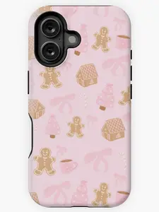 Soft Cactus Christmas Pink Bow Coquette Gingerbread Cookie Iphone Case Phone Case Phone Cases Phone Cover Hard Case Tough 2-Piece Phone Case