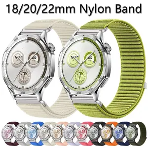 Nylon Sport Band for Samsung Huawei Watch – Breathable Adjustable Woven Strap (18–22mm)