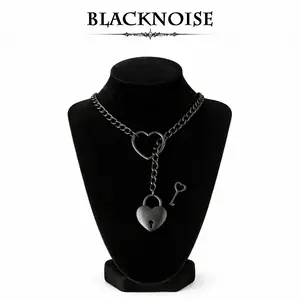 Heart Lock Chain Choker Necklace, Y Drop Padlock Design, Trendy Statement Jewelry, Gift for Her