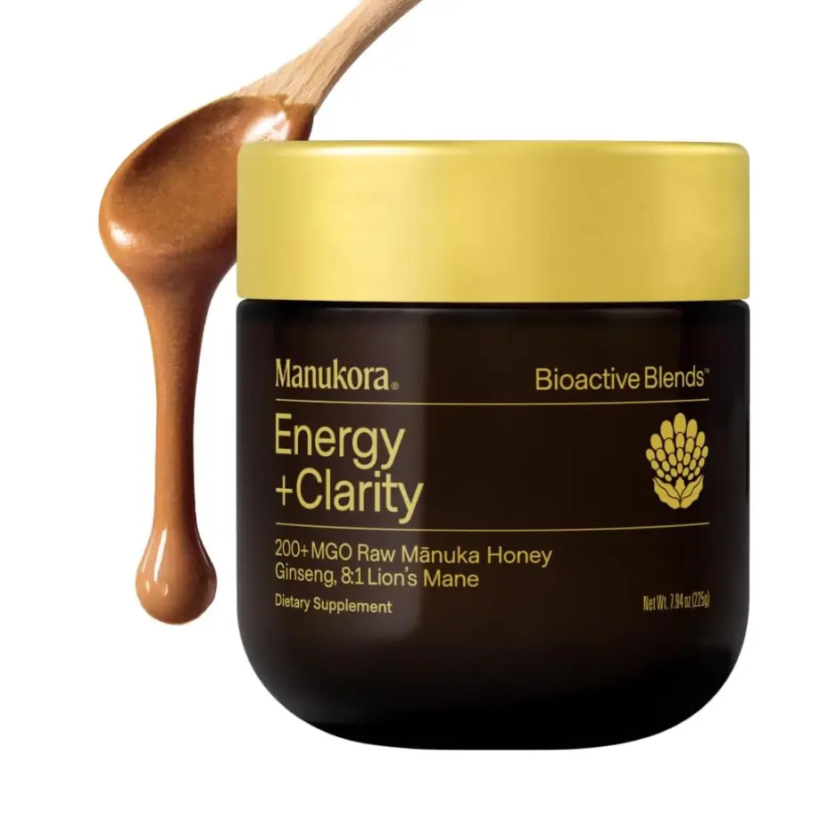 Manukora Energy + Clarity Blend - Ginseng, Lion's Mane & Manuka Honey - Focus and Cognitive Support Supplement - 6oz