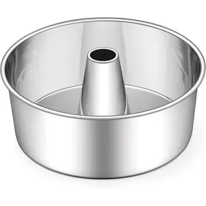 Angel Food Cake Pan, 10-Inch Stainless Steel Tube Pan for Baking Pound Chiffon Cake, One-piece Design & Non-toxic, Dishwasher Safe
