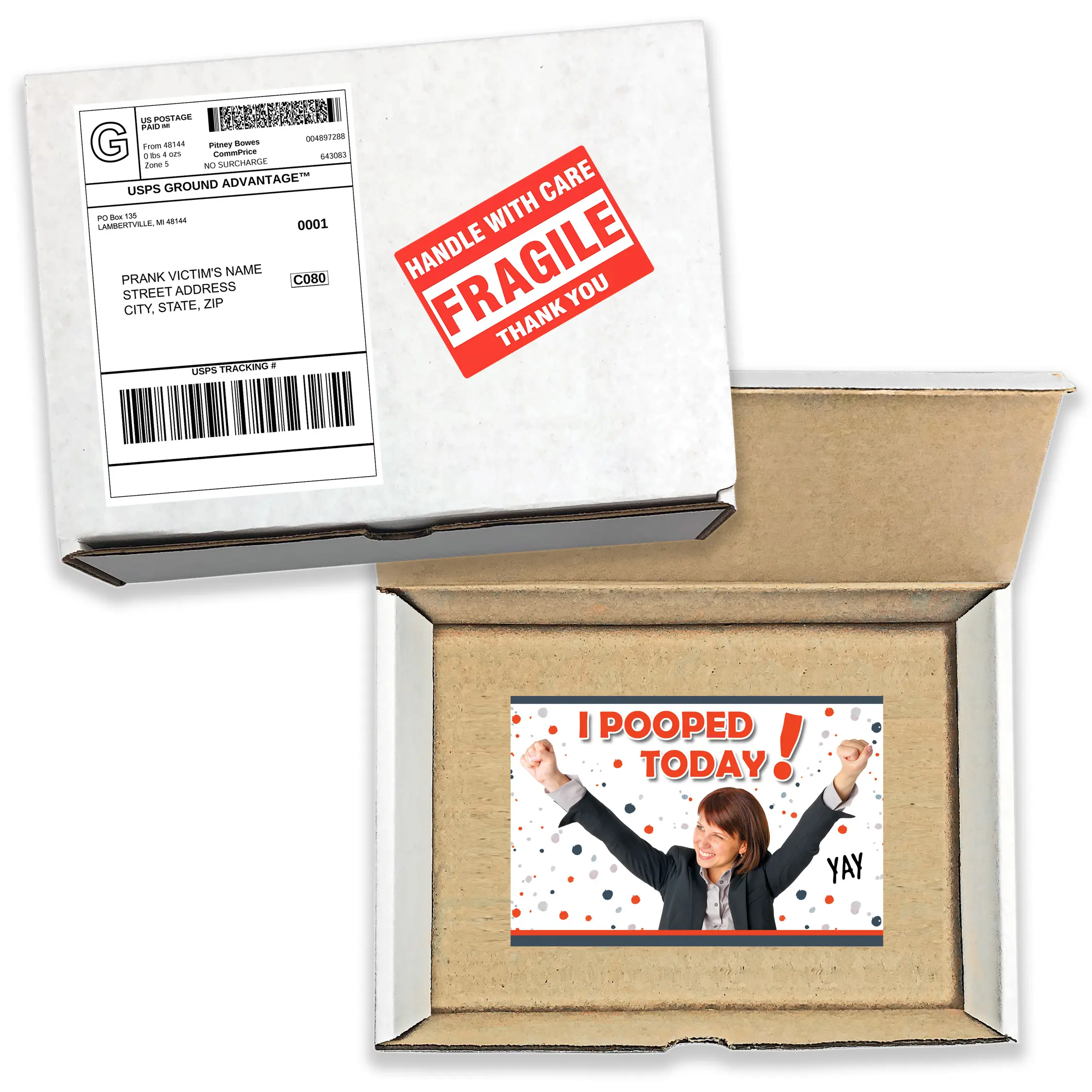 Prank Mail Gag - Poo today Joke Box Gets Sent Directly to Your Recipient, 100% Anonymously!