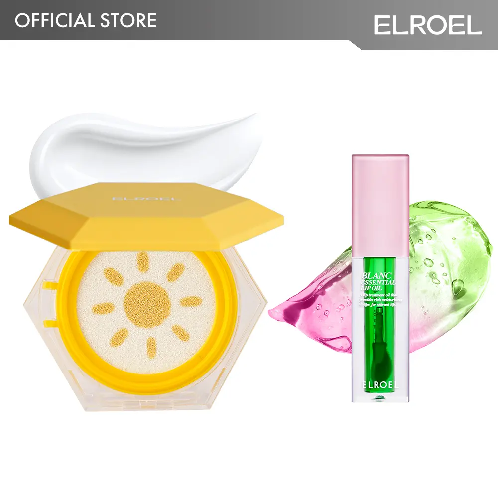 ELROEL Pang Pang Big Sun Cushion Plus SPF50+ PA++++ and ELROEL Blanc Essential Lip Oil (0.15 fl oz)