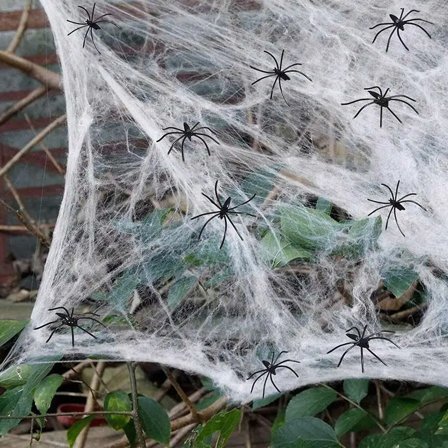 300 Sq Ft Halloween Spider Web Decorations, Stretchable Fake Cobwebs for Indoor Outdoor Haunted House, Porch, Yard & Halloween Party Decor