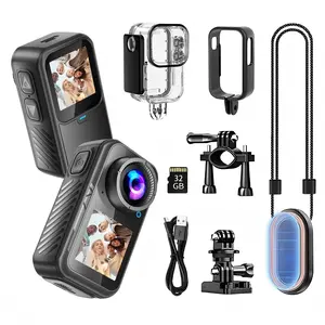 WiFi Action Camera, Dual Front & Rear Touch Screens, 98FT Waterproof, 5X Digital Zoom, EIS Anti-Shake Stabilization, Compact Portable Design