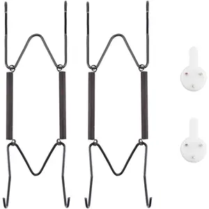2 Pack Plate Hangers for Wall, Suitable for 6-8 inch Art Plate, Invisible Heavy Duty Stainless Steel Wire Holder with Wall Hooks for Displaying Plates Platter Dish Black