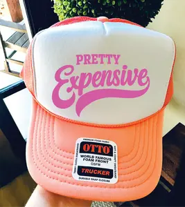 Pretty Expensive-  Coral and White Unisex Foam Trucker Hat
