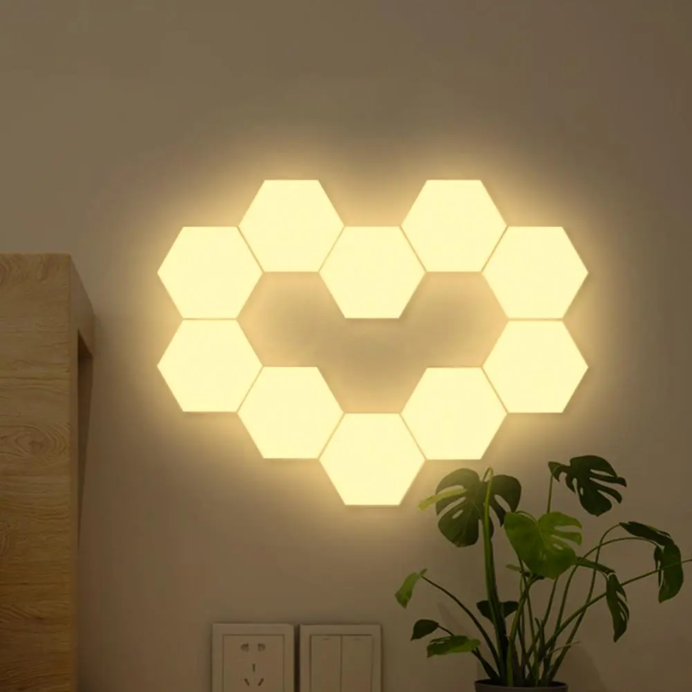 Hexagonal LED Night Light, USB Powered Touch Control Night Light, DIY Free Splicing Background Wall Indoor Led Light Backlit for Living Room Cabinet Bedroom Bedside, Adjustable Brightness Lights, Dimmable Led Lights, Adjustable Lighting Options
