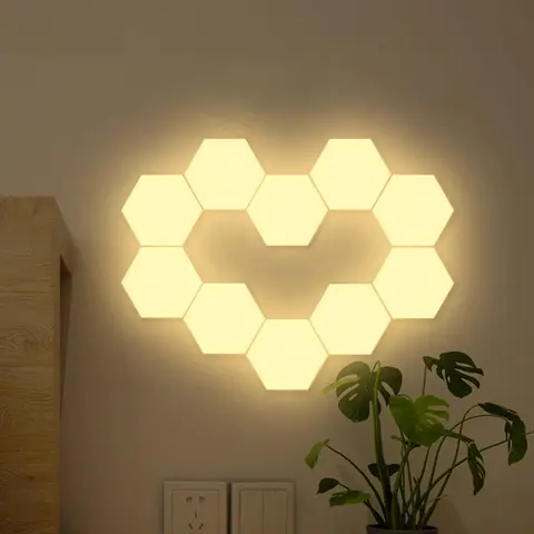 Hexagonal LED Night Light, USB Powered Touch Control Night Light, DIY Free Splicing Background Wall Indoor Led Light Backlit for Living Room Cabinet Bedroom Bedside, Adjustable Brightness Lights, Dimmable Led Lights, Adjustable Lighting Options