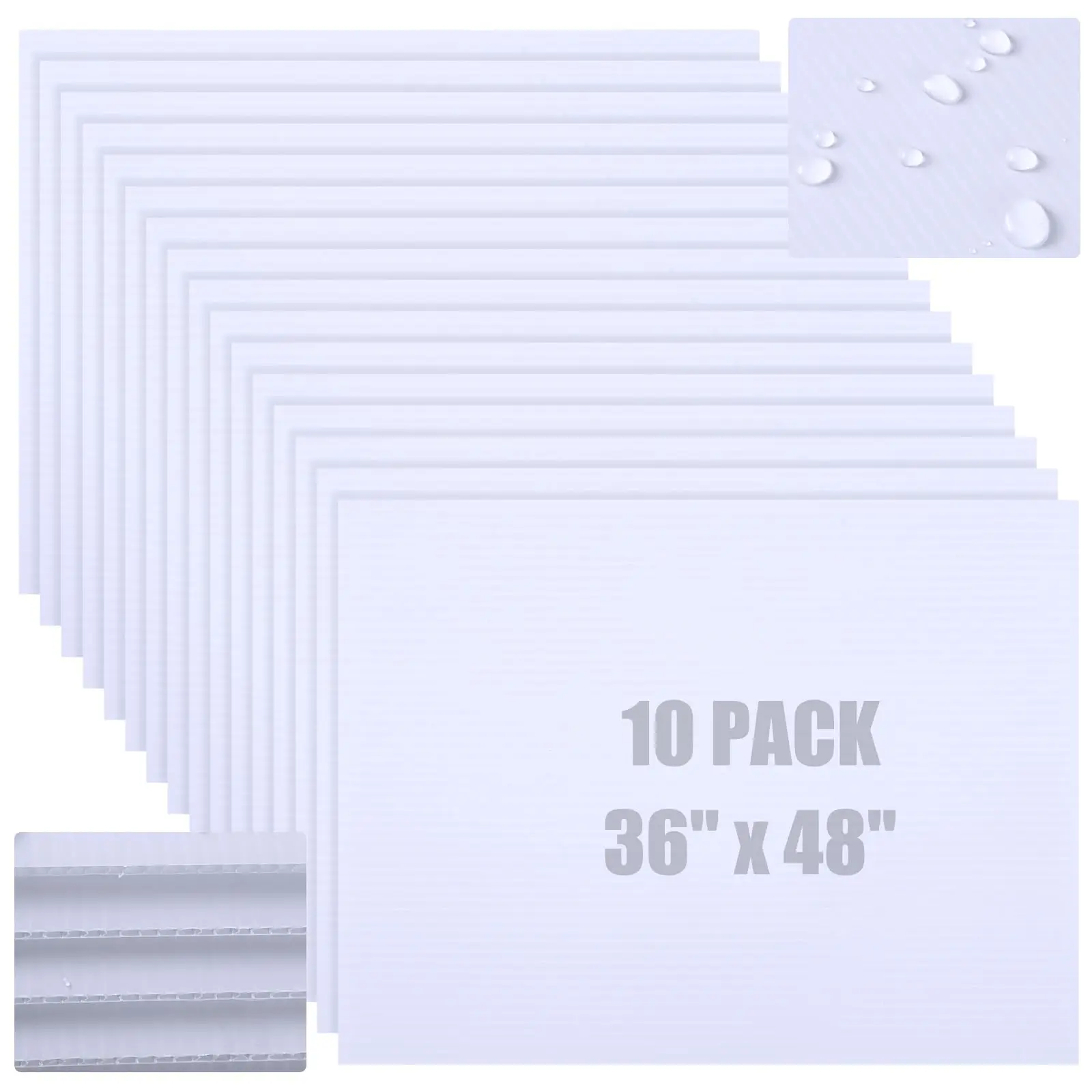 Maeklon 10 Pack Corrugated Plastic Board, 4mm Blank Yard Signs Corrugated Poster Board Bulk Thick Plastic Sheet Lawn Sign Garage Sale DIY Outdoor Sign for House, Arrow (36 x 48 Inch)