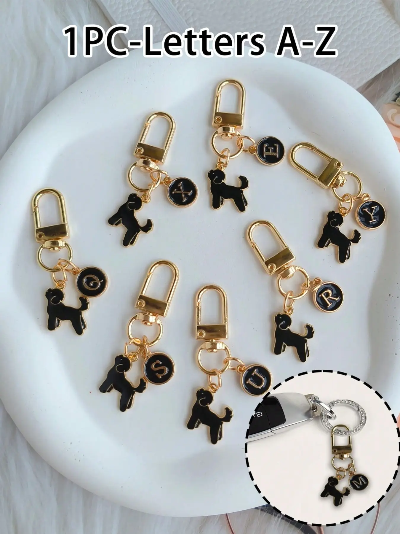 Teddy Bear Letter Keychain, A-Z Alloy Fashion Pendant, Personalized Initial Keyring, Ideal Gift for Friends and Couples