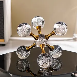 1pc Modern Geometric Crystal Orb Decorative Sphere - Stunning Bubble Ornament for Living Room, Entryway, Office Bookshelf, Tabletop Decor - Adds Elegance, Sophistication, and Visual Interest to Any Space Metal desk decoration Dragon Fidget Toy Egg