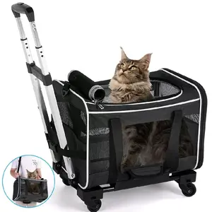 Pet Carrier with Wheels for Dogs and Cats for Travel Flight Camping Outdoor