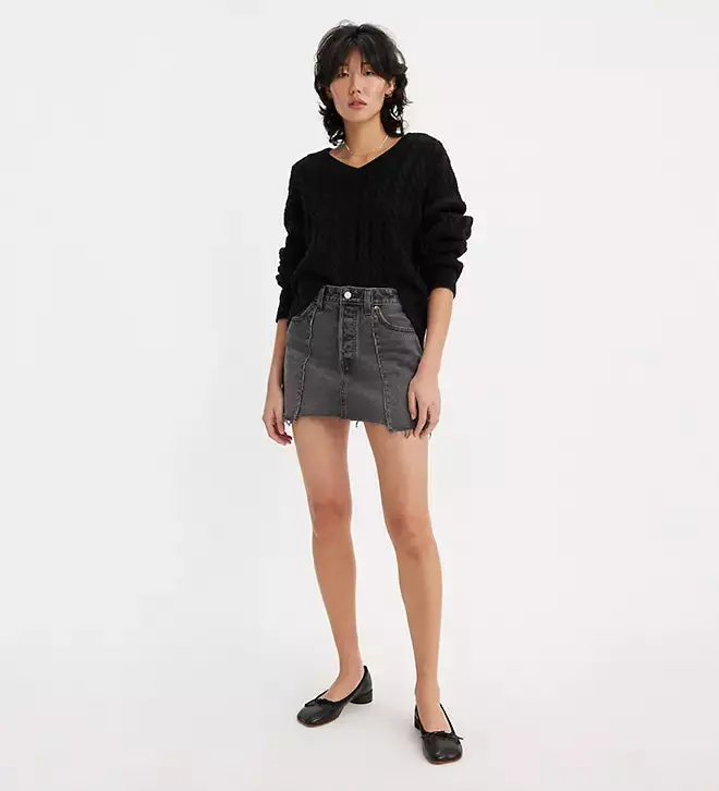 LEVIS: Recrafted Icon Raw Hem Denim Miniskirt