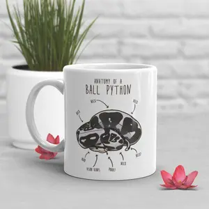 Axanthic Ball Python Coffee Mug, Cute Snake Lover Gift, Funny Reptile Mug, Gift for Him, Her, Birthday Cup, Anatomy, Snake Mom, Snake Dad
