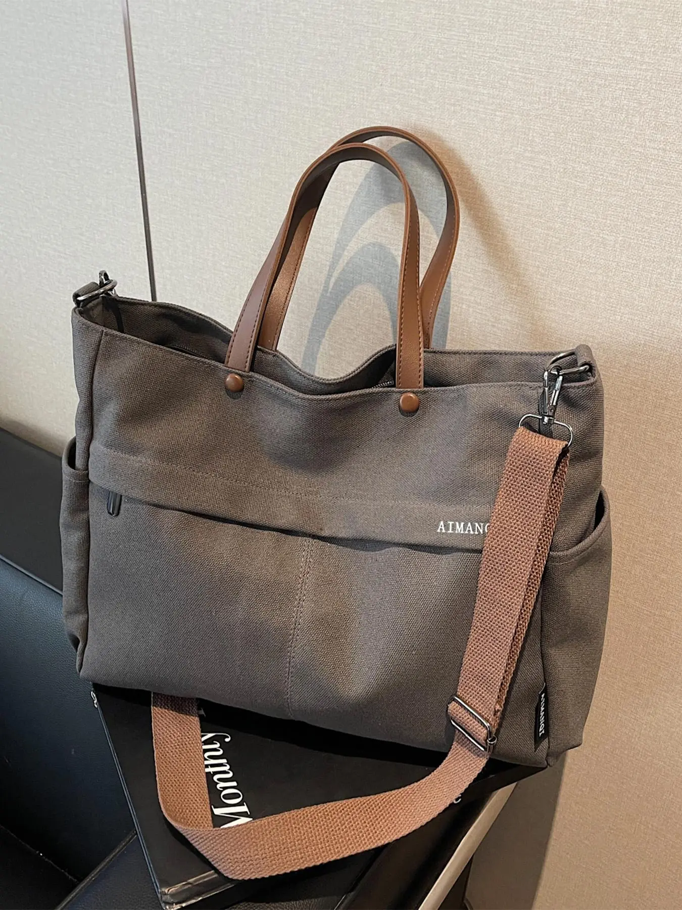 Women's Solid Color Handbag, Fashionable Large Capacity Multi Pocket Handbag, Casual Versatile Travel Commuting Bag, Girl Fashionable Shopping Bag, Casual Commuter Bag, Casual Tote Bag, Daily Commuting Bag, Casual Trendy Bag