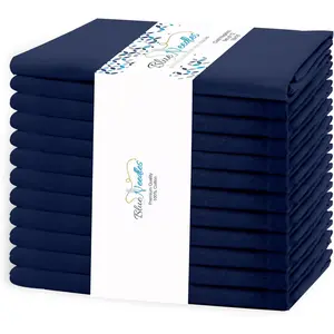 Solid Cloth Napkins Set of 12 Navy Blue 100% Cotton Dinner Napkins 18x18 inches - Reusable Absorbent & Washable, Ideal for Wedding Events Farmhouse Parties Hotel & Everyday Use