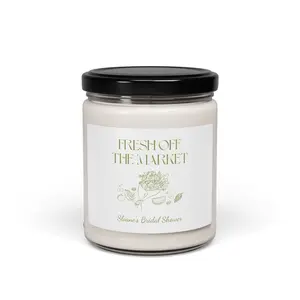 Fresh Off the Market Personalized Bridal Shower Candle | Scented Soy Wedding Party Favor & Gift for Bride To Be