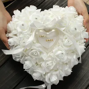 Heart Shaped Artificial Flower Ring Box, Elegant Gift Box, 1 Count Romantic Wedding Party Favor Box with Ribbon, Gift Wrapping Supplies for Wedding Birthday Party