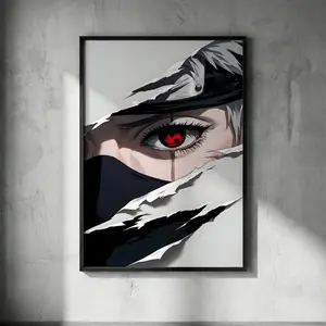 [Sale Up To 40%] [Unframed] Kakashi Sharingan Poster, Dojutsu Icons Wall Art, Naruto Fan Gift Print, Retro Hatake Decor, Copy Ninja Gift Art