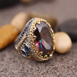 1pc Vintage Fashion Cubic Zirconia Ring Ethnic Style Jewelry